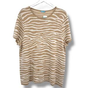 J. McLaughlin Morrison sweater XL animal print modal blend oatmeal white NEW